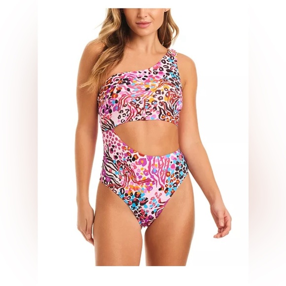 NWT Jessica Simpson
Women's Abstract-Print One-Shoulder Swimsuit XL - Picture 1 of 3